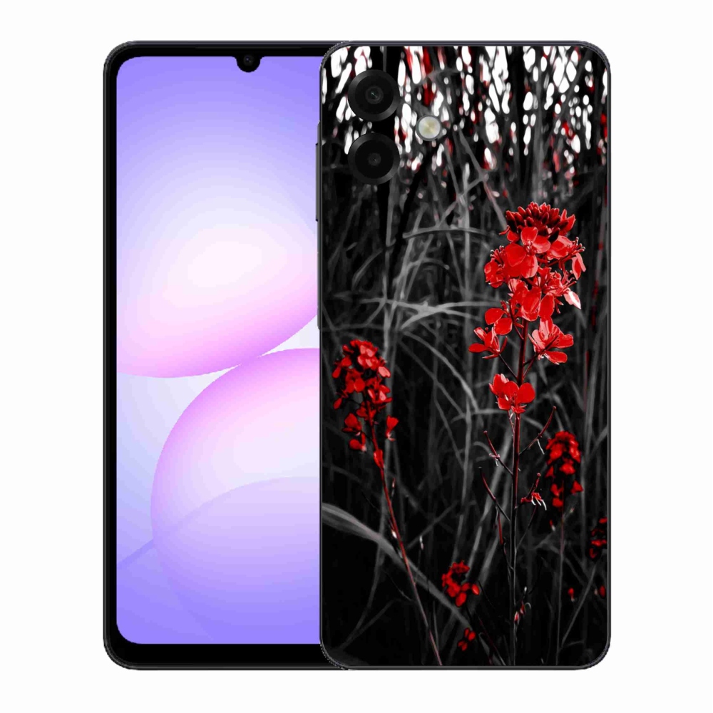 Gelový kryt mmCase na Samsung Galaxy A07 4G - červená rostlina