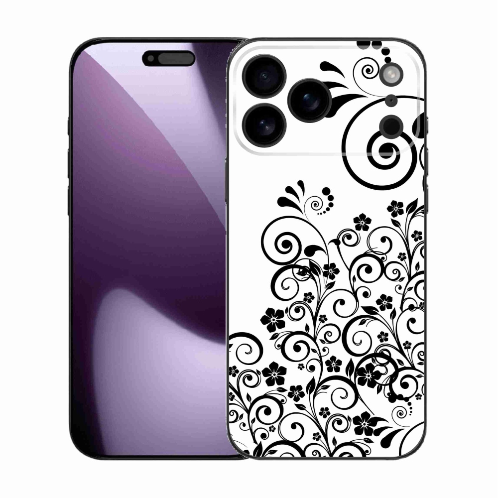 Gelový kryt mmCase na iPhone 17 Pro Max - černobílé květinové vzory