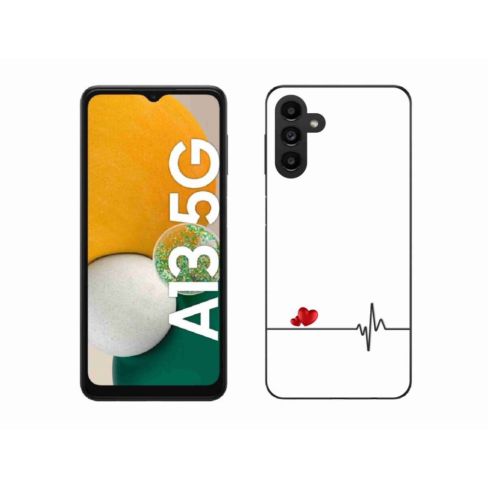Gelový kryt mmCase na Samsung Galaxy A13 5G - srdce a tep bílé pozadí