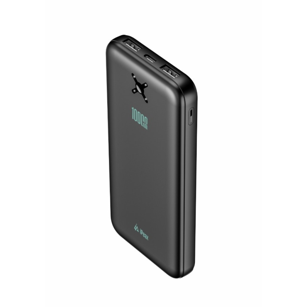 iPEAX Powerbanka 10 000 mAh 10,5W, 2xUSB-A - černá