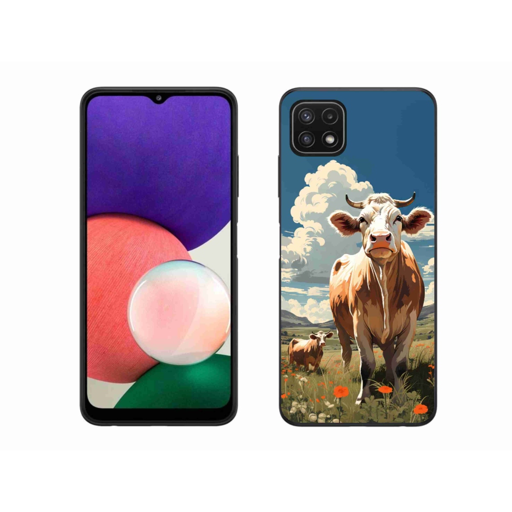 Gelový kryt mmCase na Samsung Galaxy A22 5G - krávy na louce