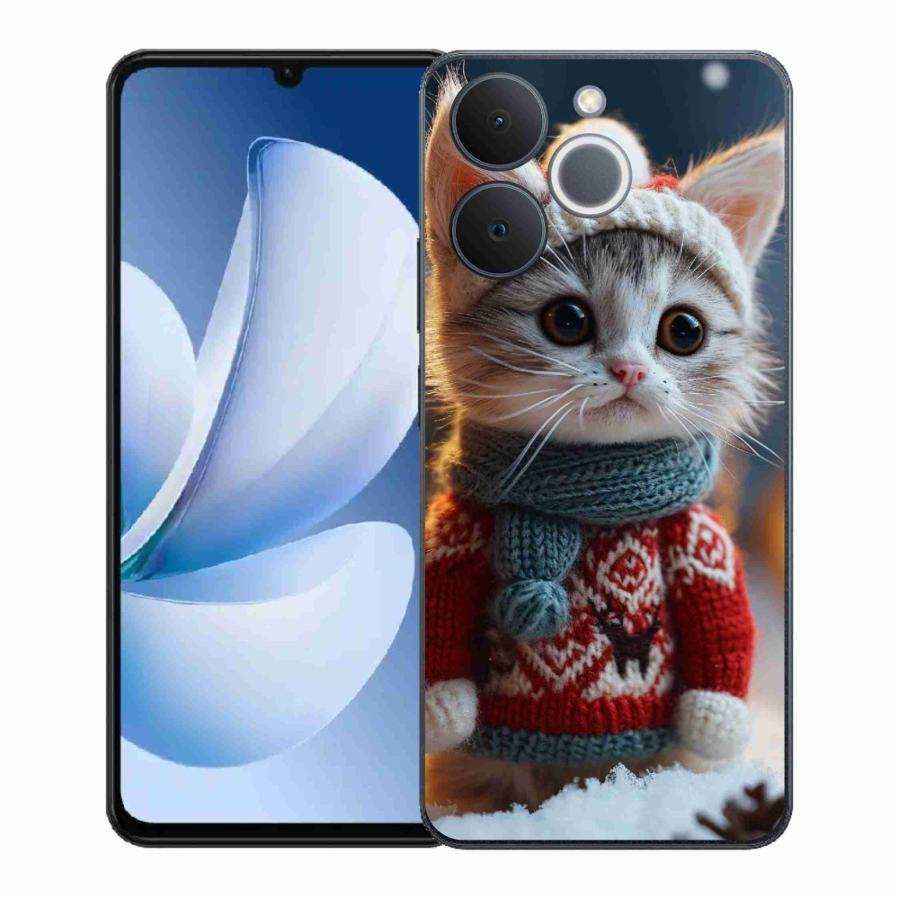 Gelový kryt mmCase na Realme Note 70T - kotě ve svetru