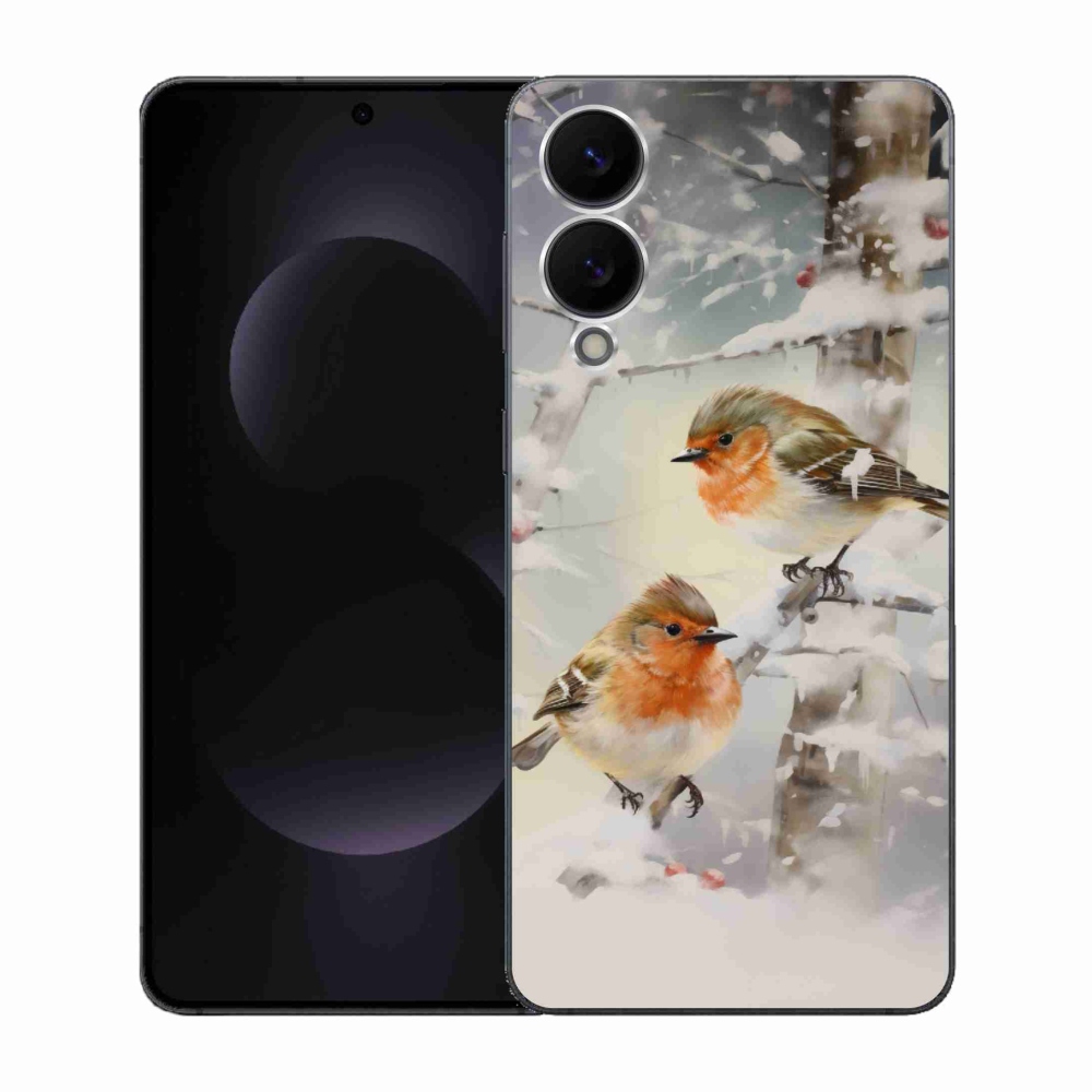 Gelový kryt mmCase na Samsung Galaxy S25 Edge - ptáčci v zimě