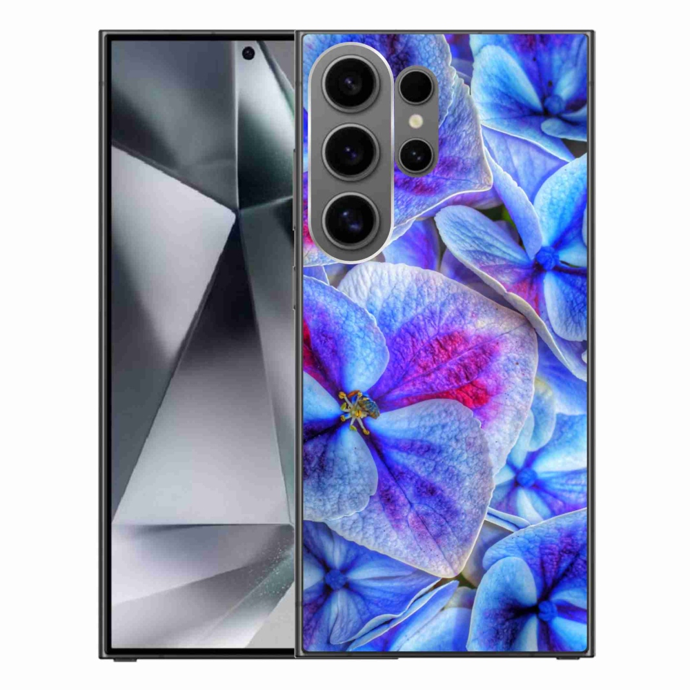 Gelový kryt mmCase na Samsung Galaxy S24 Ultra - modré květy 1