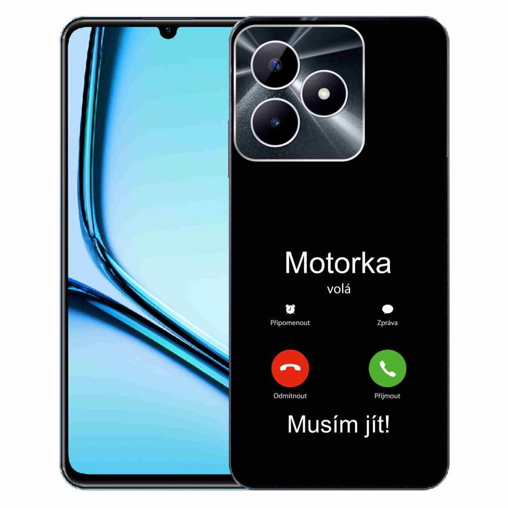 Gelový kryt mmCase na Realme Note 50 - motorka volá černé pozadí