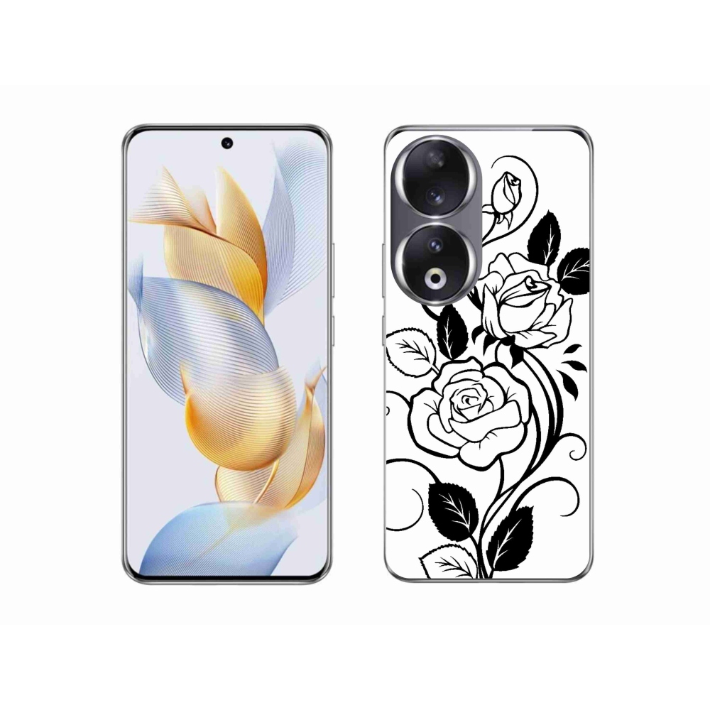 Gelový kryt mmCase na Honor 90 - černobílá růže
