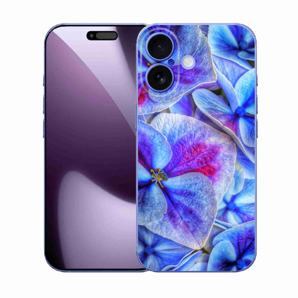 Gelový kryt mmCase na iPhone 17 - modré květy 1
