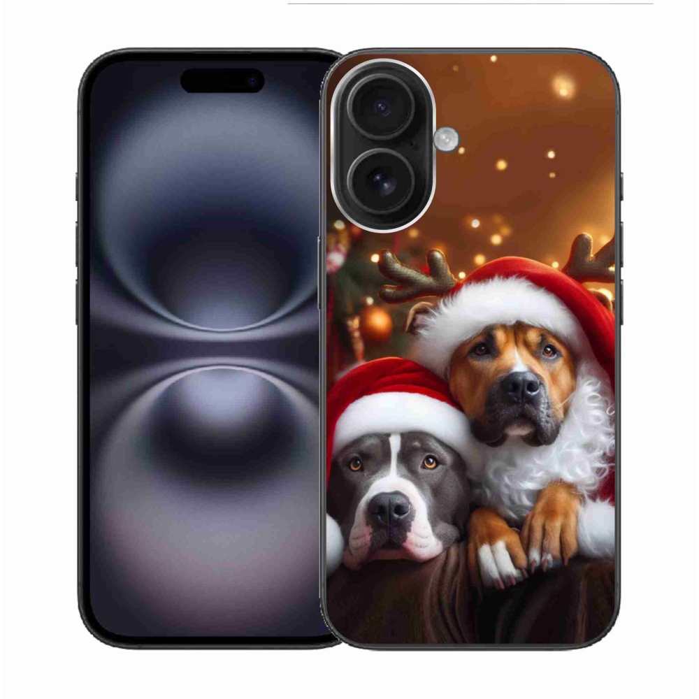 Gelový kryt mmCase na iPhone 16 - vánoční psi
