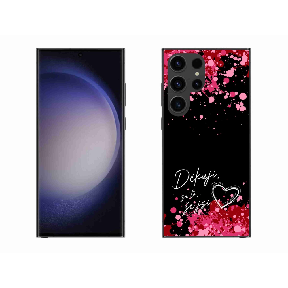 Gelový kryt mmCase na Samsung Galaxy S23 Ultra 5G - zamilovaný text 2 černé pozadí