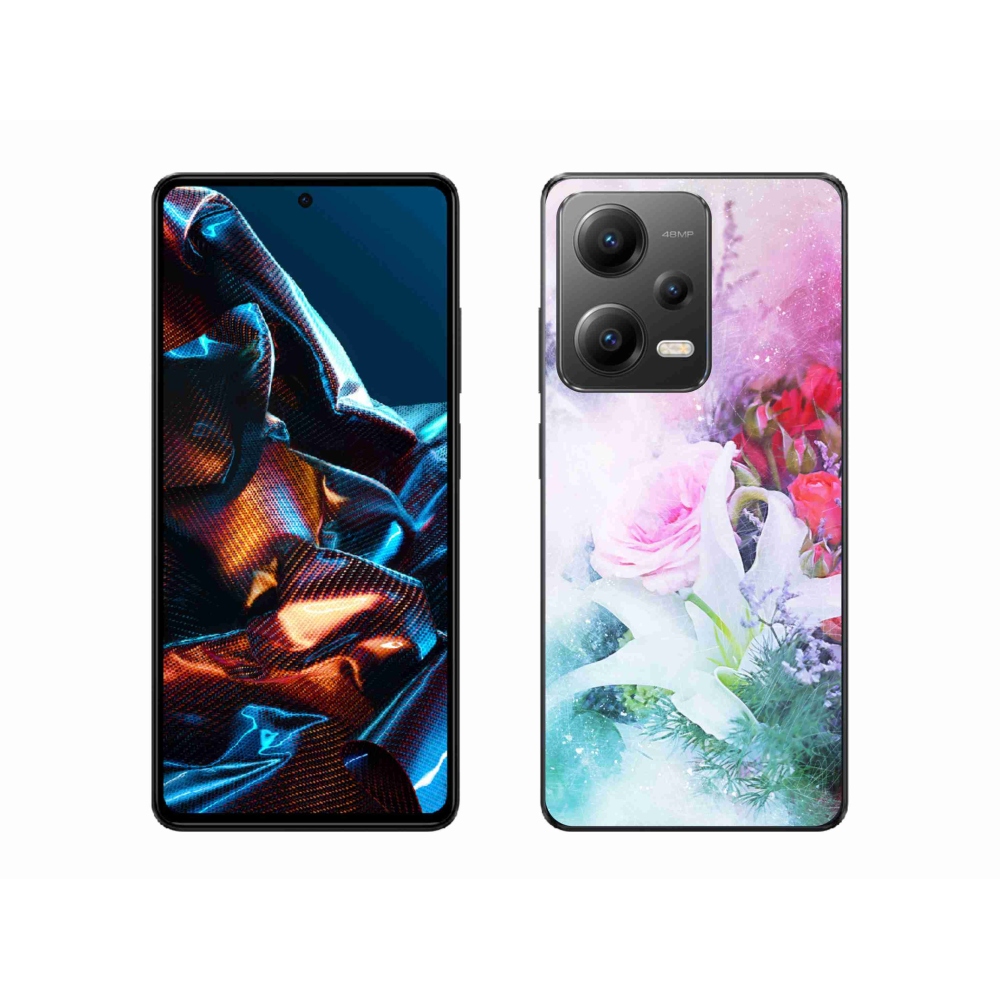 Gelový kryt mmCase na mobil Xiaomi Redmi Note 12 Pro 5G - květiny 4