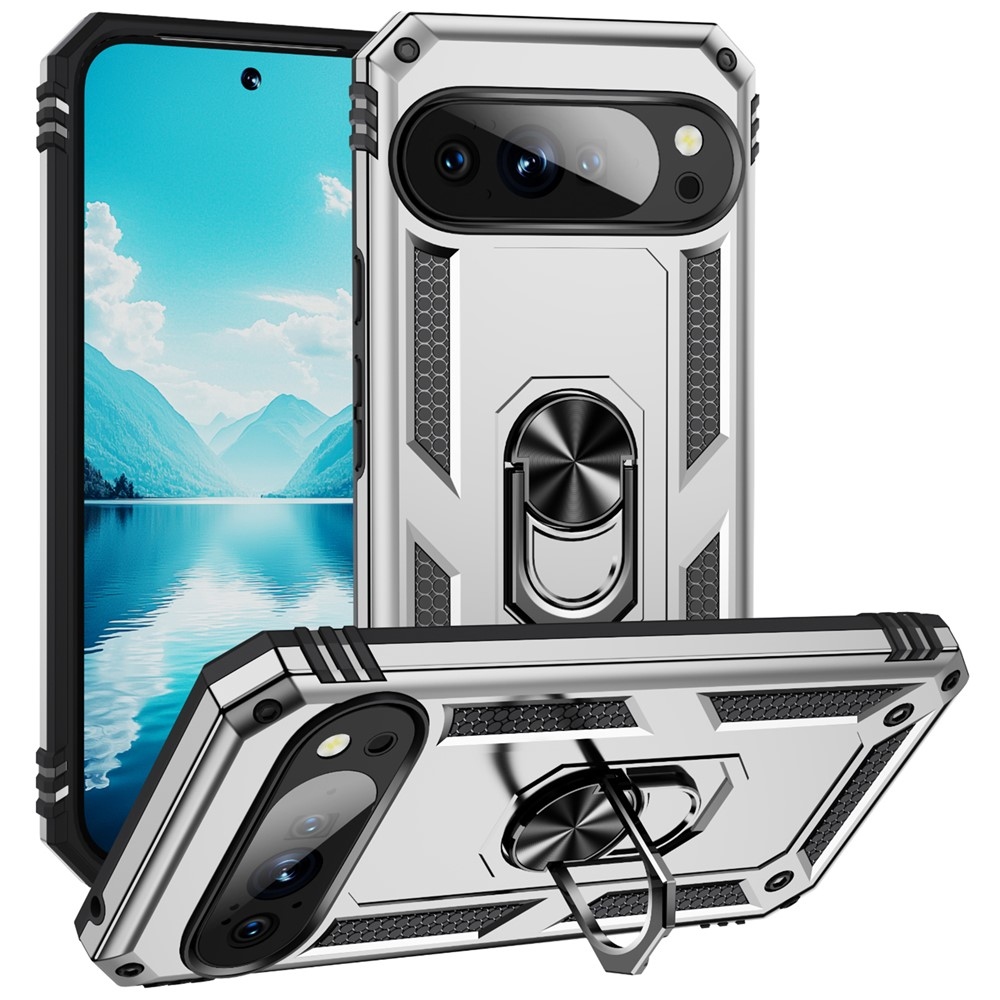 Ring odolný kryt na Google Pixel 10 Pro/Pixel 10 - stříbrný