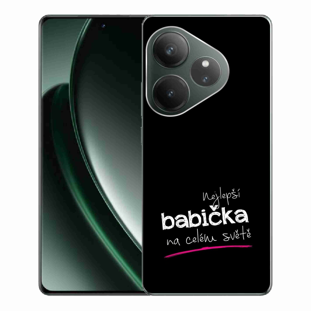 Gelový kryt mmCase na Realme GT 6 5G/GT 6T 5G - nejlepší babička 4 černé pozadí