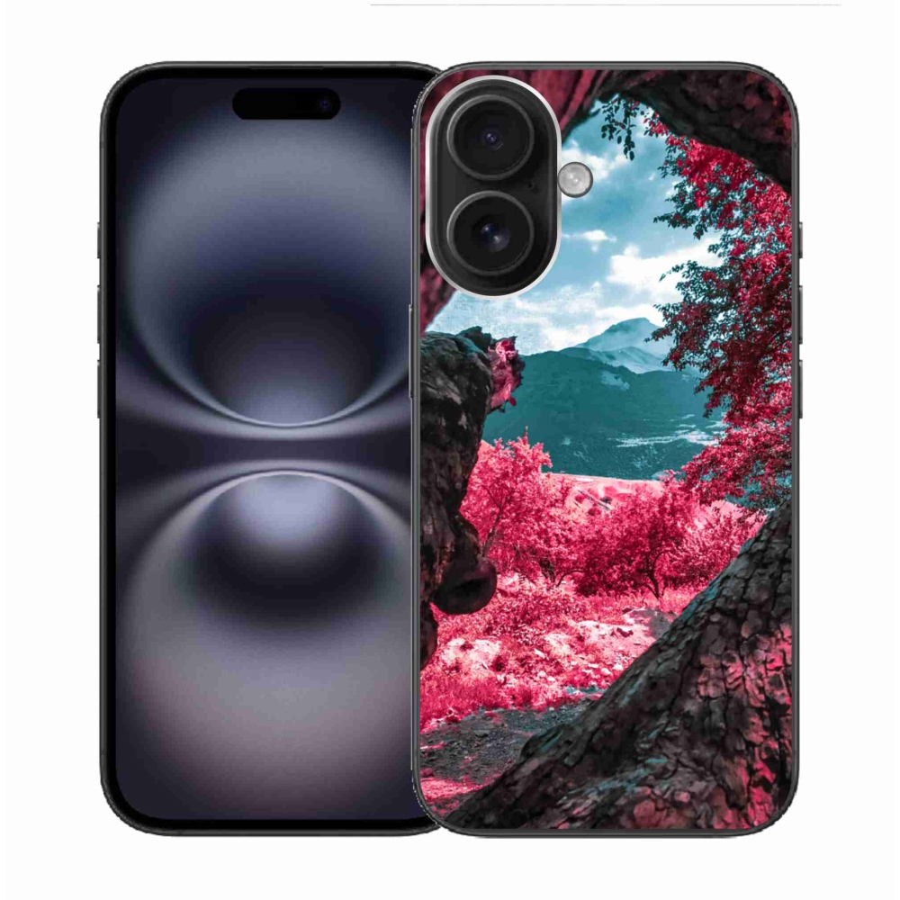Gelový kryt mmCase na iPhone 16 - výhled na hory