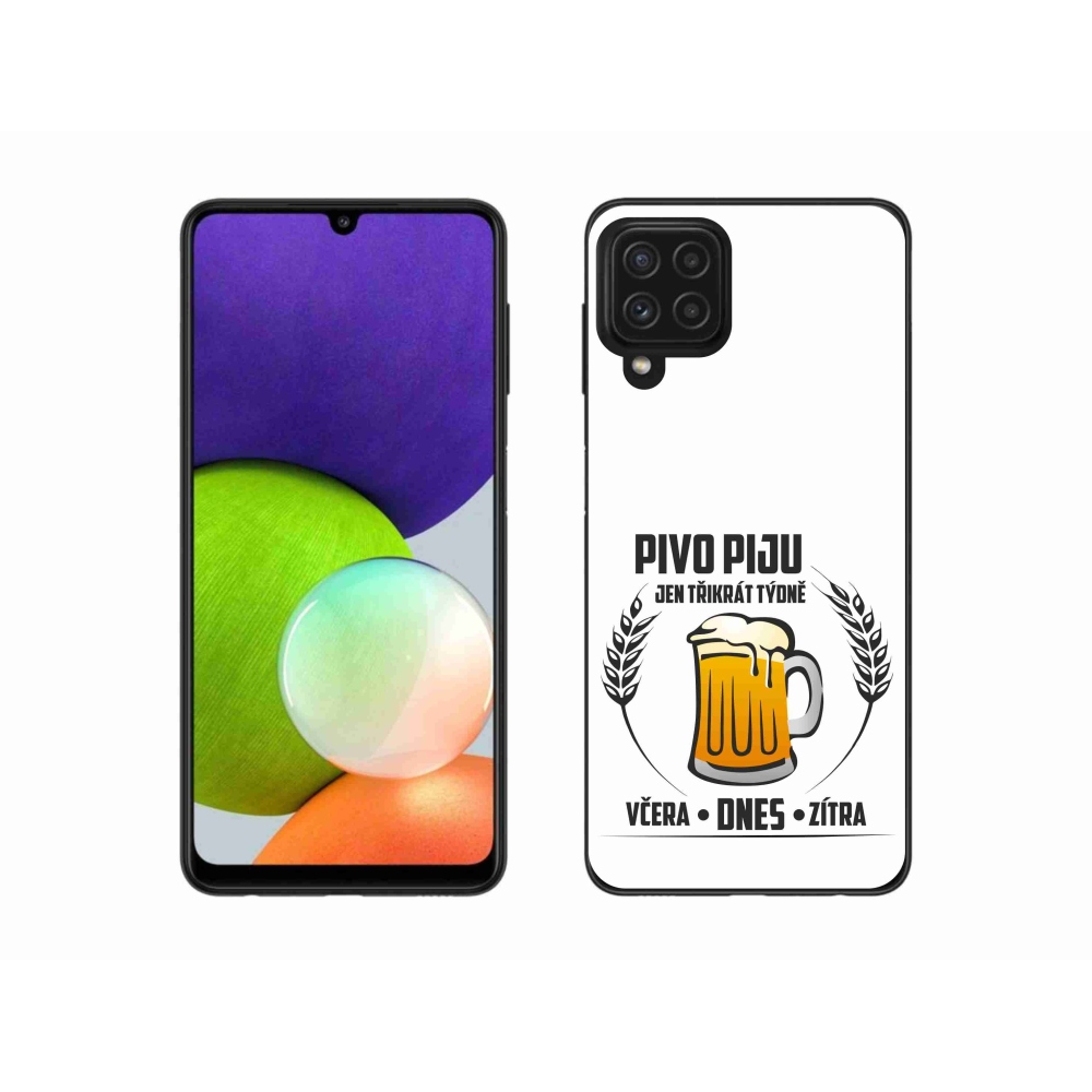 Gelový kryt mmCase na Samsung Galaxy A22 4G - pivní motiv bílé pozadí