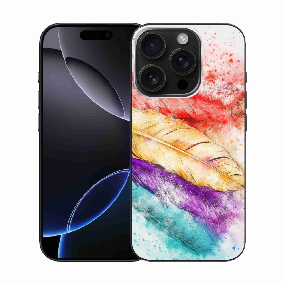 Gelový kryt mmCase na iPhone 16 Pro - barevné peří