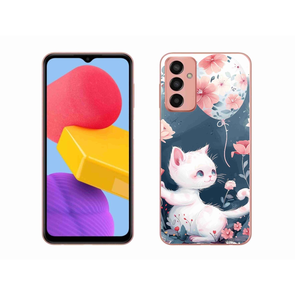 Gelový kryt mmCase na Samsung Galaxy M13 - kotě s balónkem