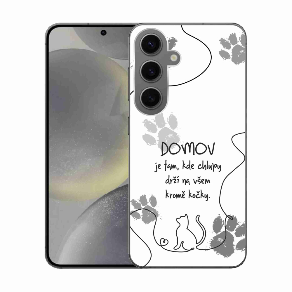 Gelový kryt mmCase na Samsung Galaxy S24 - kočičí motiv bílé pozadí
