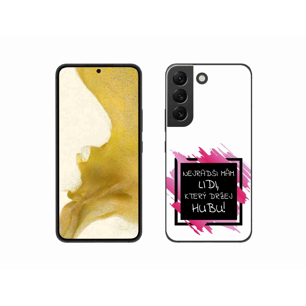 Gelový kryt mmCase na Samsung Galaxy S22 5G - vtipný text 7 černobílé pozadí
