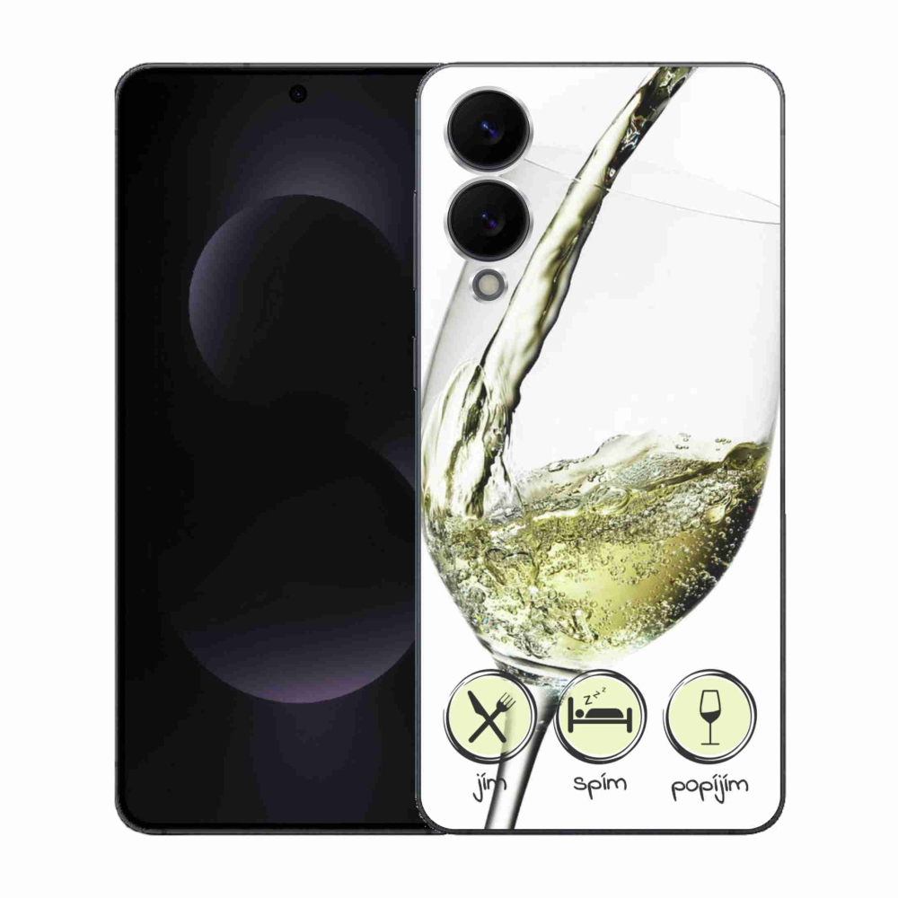 Gelový kryt mmCase na Samsung Galaxy S25 Edge - sklenička vína bílé