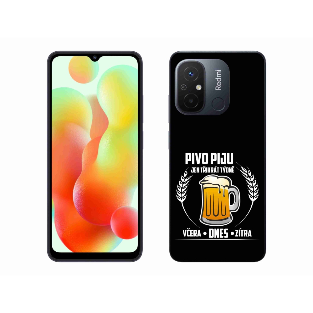 Gelový kryt mmCase na Xiaomi Redmi 12C - pivní motiv černé pozadí