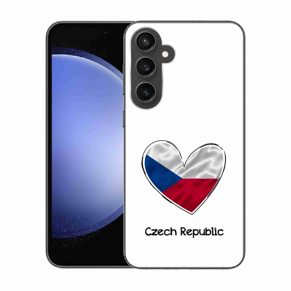Gelový kryt mmCase na Samsung Galaxy S23 FE - vlajka srdce bílé pozadí