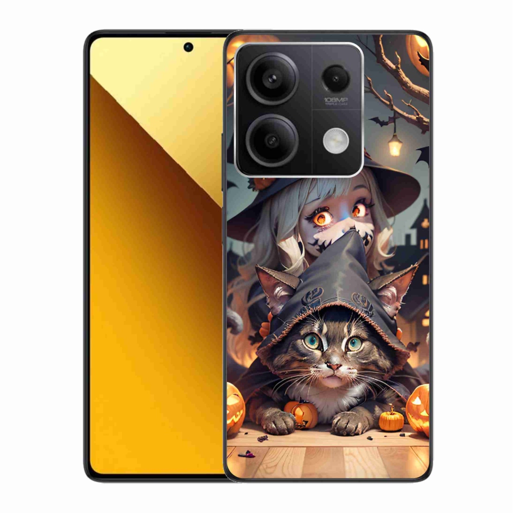 Gelový kryt mmCase na Xiaomi Redmi Note 13 5G - čarodějnice s kočkou