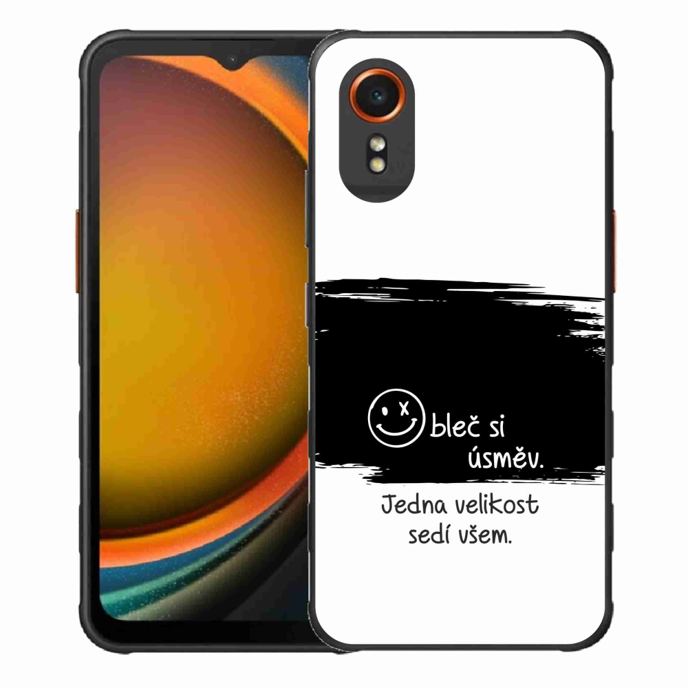 Gelový kryt mmCase na Samsung Galaxy Xcover 7 - vtipný text 8 černobílé pozadí
