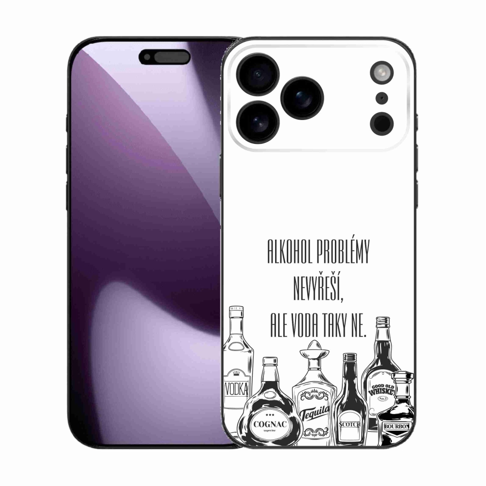 Gelový kryt mmCase na iPhone 17 Pro Max - vtipný text bílé pozadí