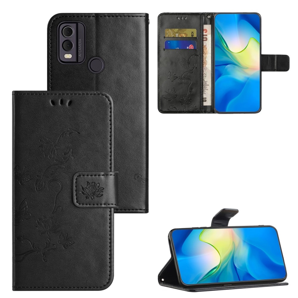 Flower knížkové pouzdro na Nokia C22 - černé