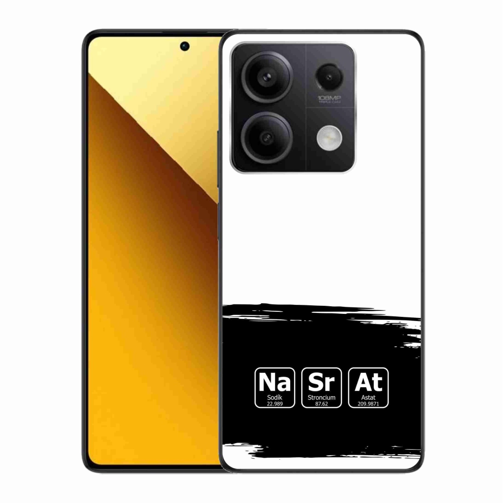 Gelový kryt mmCase na Xiaomi Redmi Note 13 5G - chemické prvky černobílé pozadí