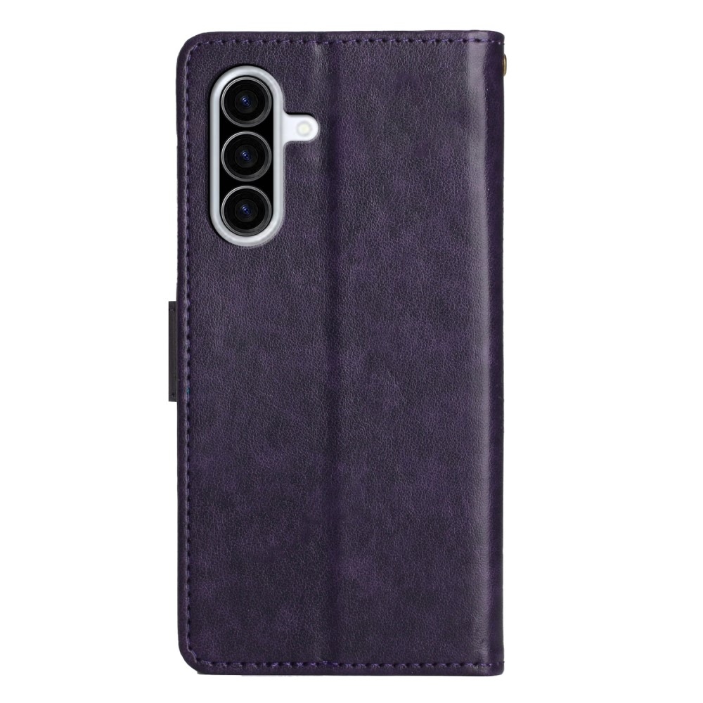 Flowers knížkové pouzdro na Samsung Galaxy A26 5G - tmavěfialové