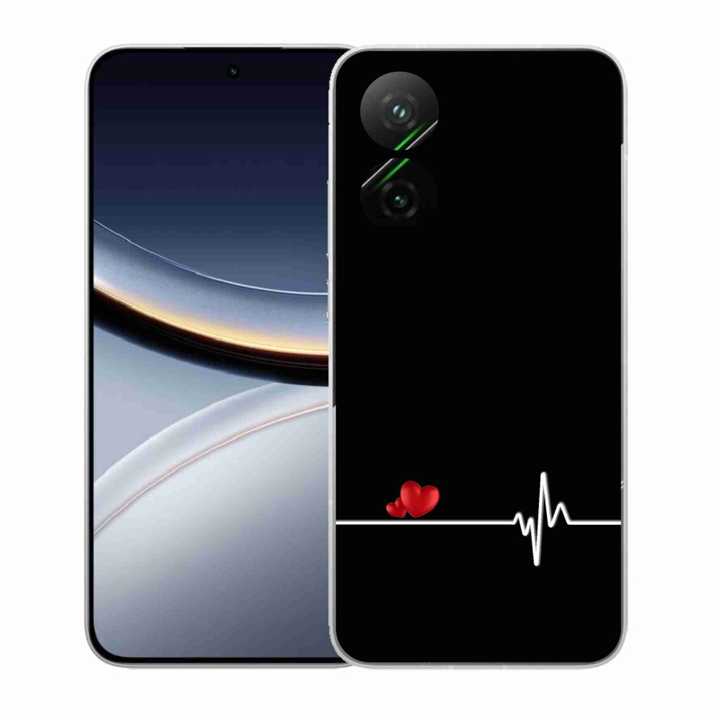 Gelový kryt mmCase na Xiaomi Poco F7 5G - srdce a tep černé pozadí