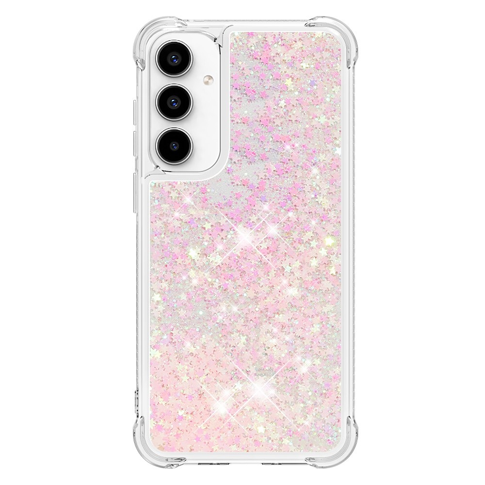 Glitter gelový přesýpací obal na Samsung Galaxy A35 5G - růžový/hvězdičky