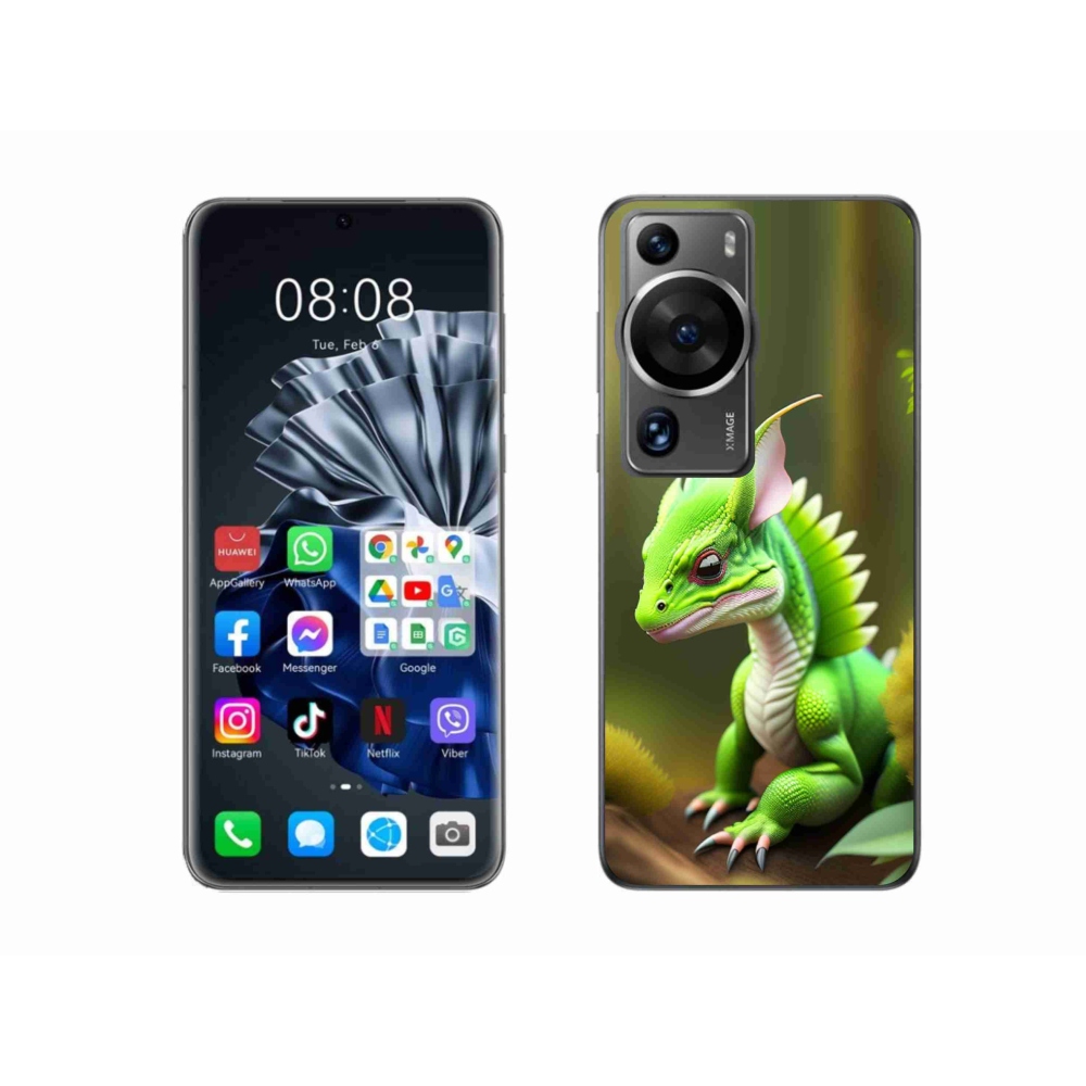 Gelový kryt mmCase na Huawei P60 Pro - zelený dráček