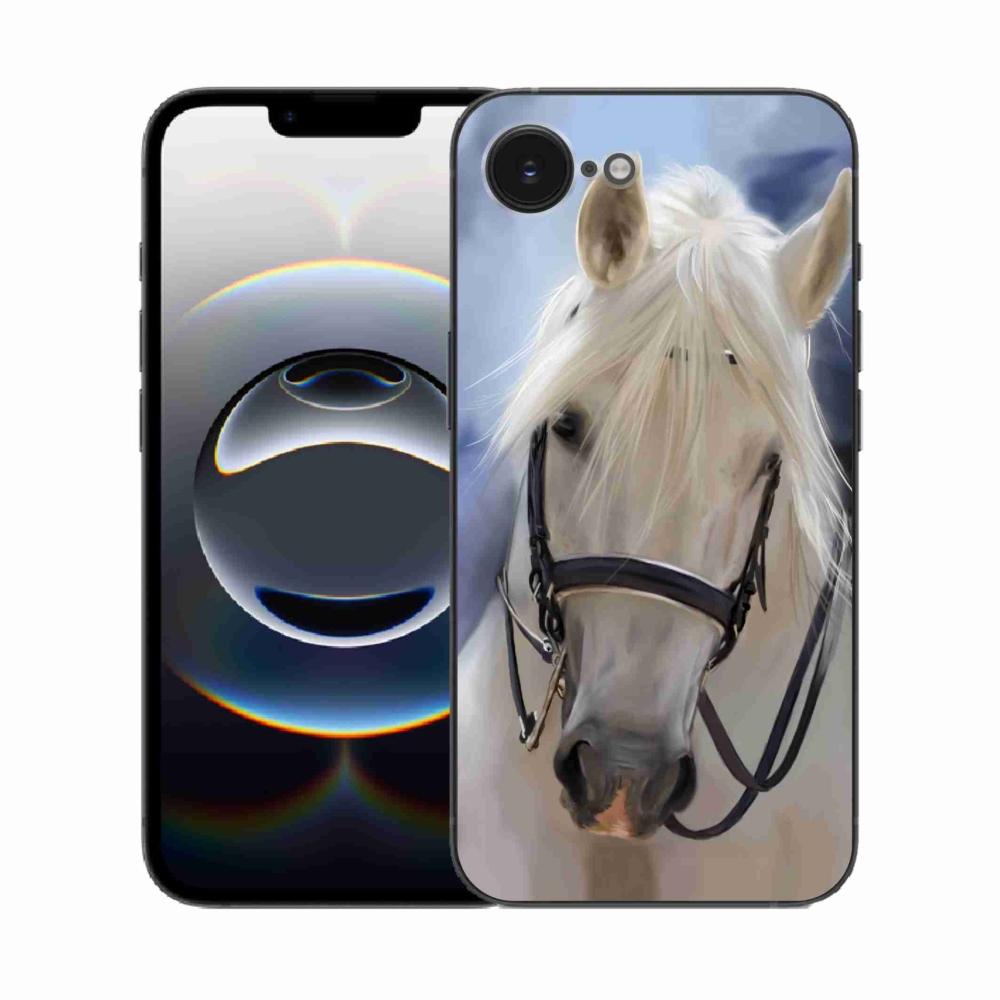 Gelový kryt mmCase na iPhone 16e - bílý kůň