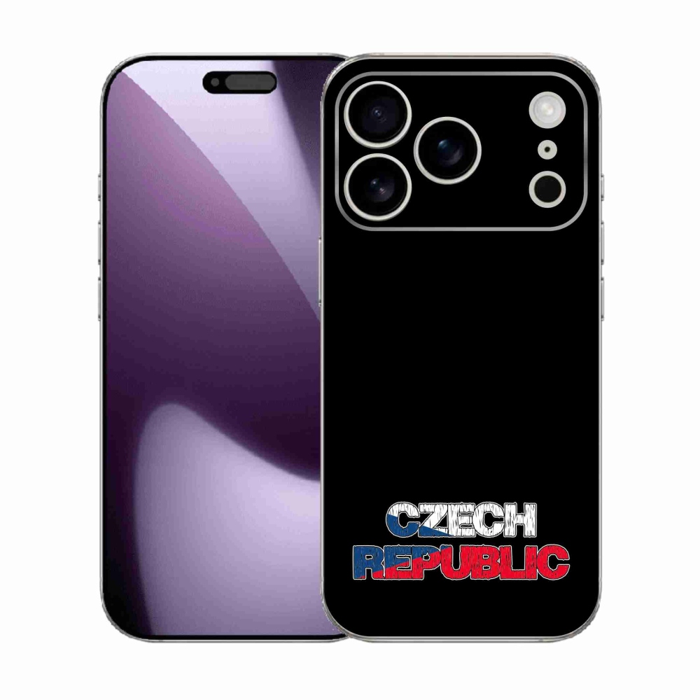 Gelový kryt mmCase na iPhone 17 Pro - Czech Republic černé pozadí