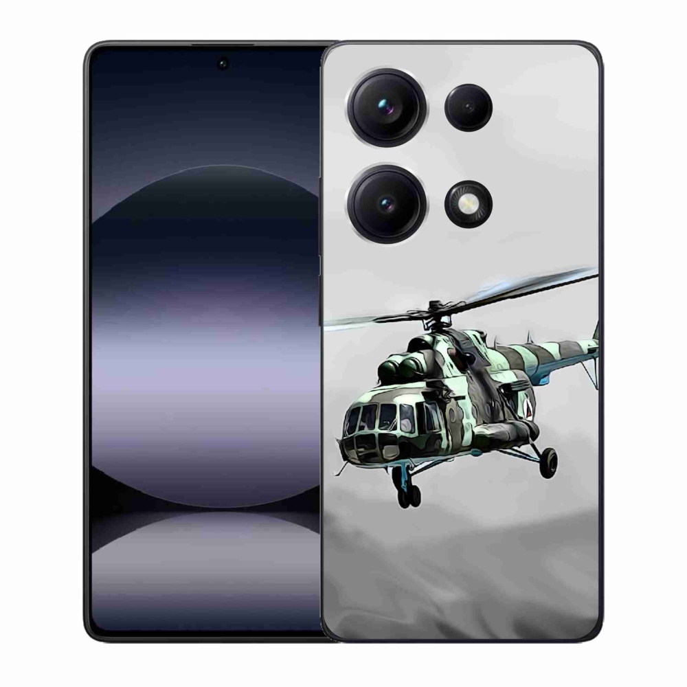 Gelový kryt mmCase na Xiaomi Redmi Note 14S - vojenský vrtulník