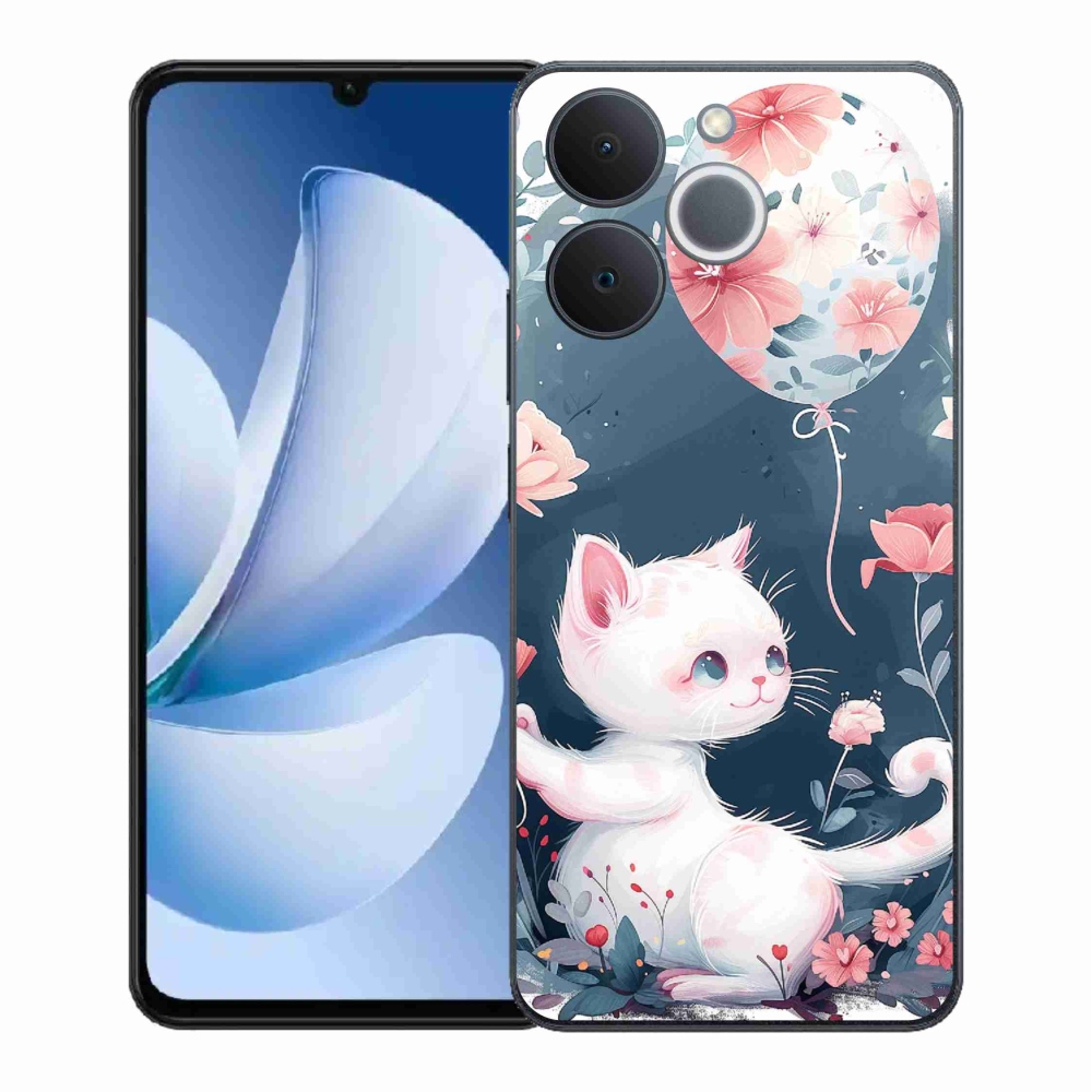 Gelový kryt mmCase na Realme Note 70T - kotě s balónkem