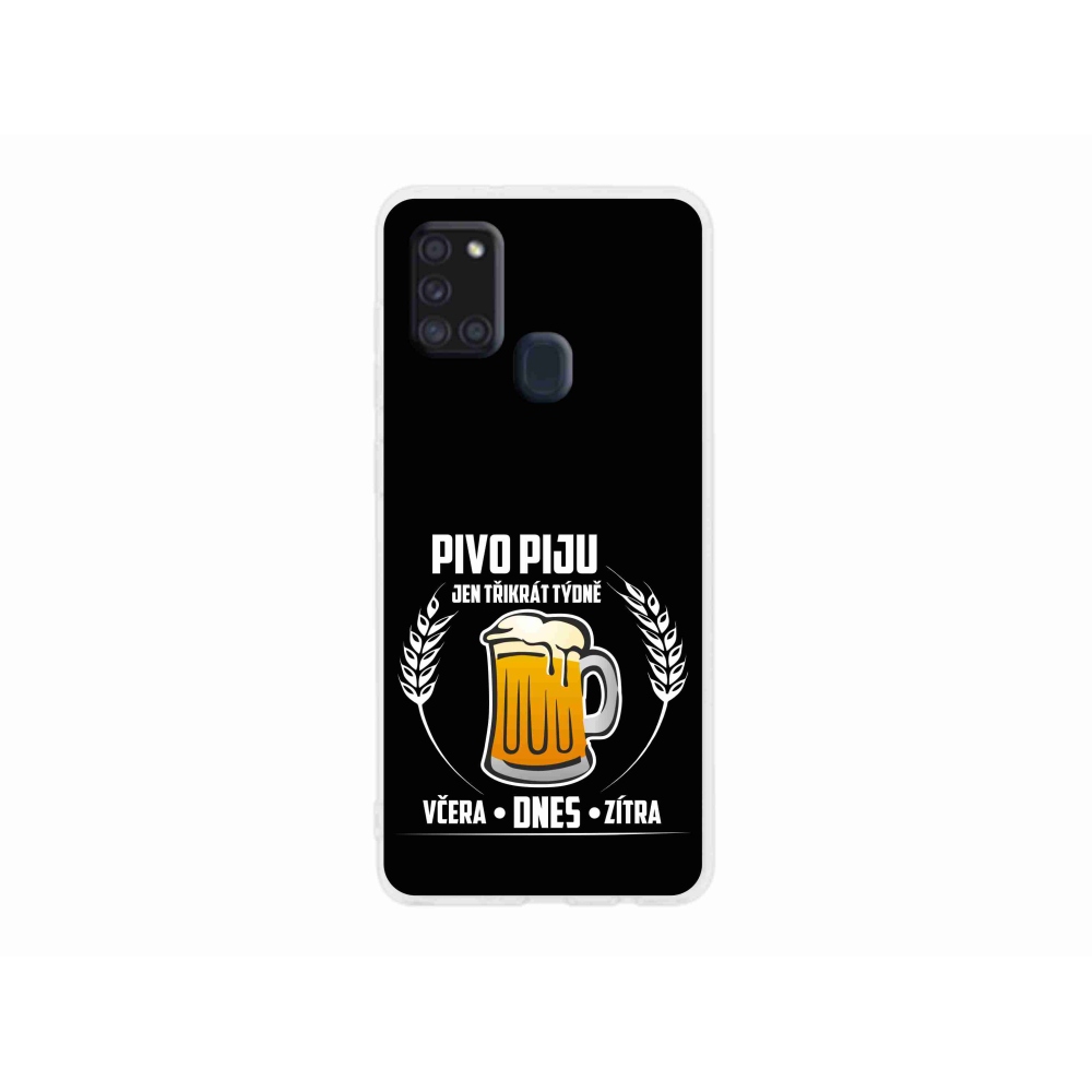 Gelový kryt mmCase na Samsung Galaxy A21s - pivní motiv černé pozadí