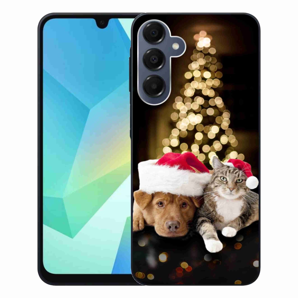 Gelový kryt mmCase na Samsung Galaxy A16 4G/5G - vánoční pes a kočka