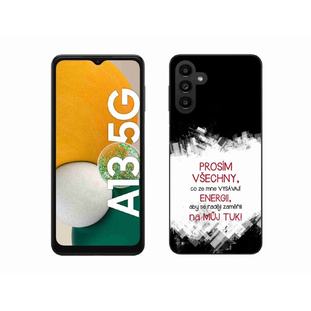 Gelový kryt mmCase na Samsung Galaxy A13 5G - vtipný text 1 červený