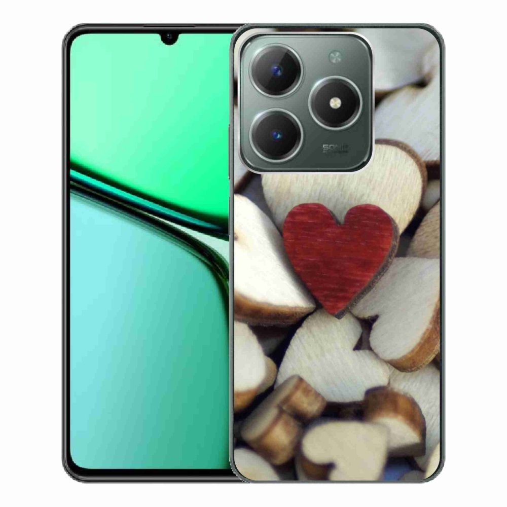 Gelový kryt mmCase na Realme C61 - gravírované červené srdce 