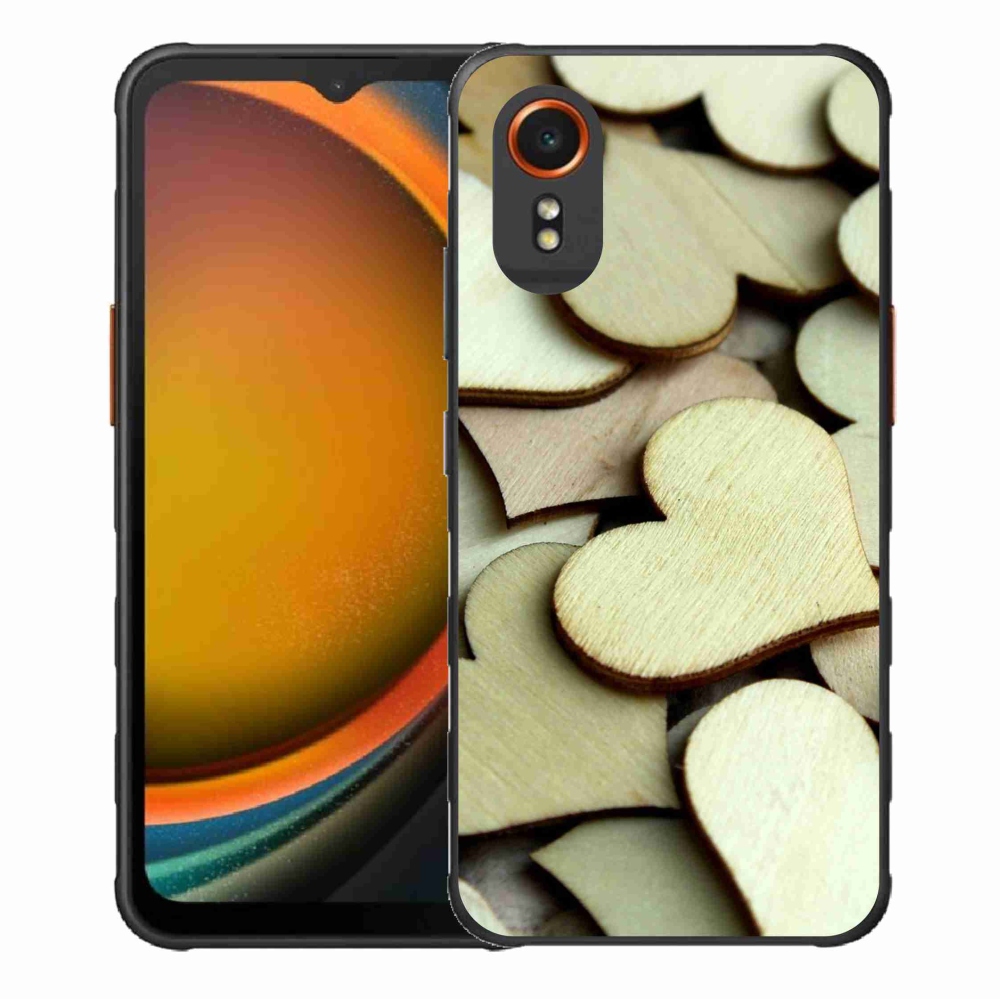 Gelový kryt mmCase na Samsung Galaxy Xcover 7 - dřevěná srdíčka