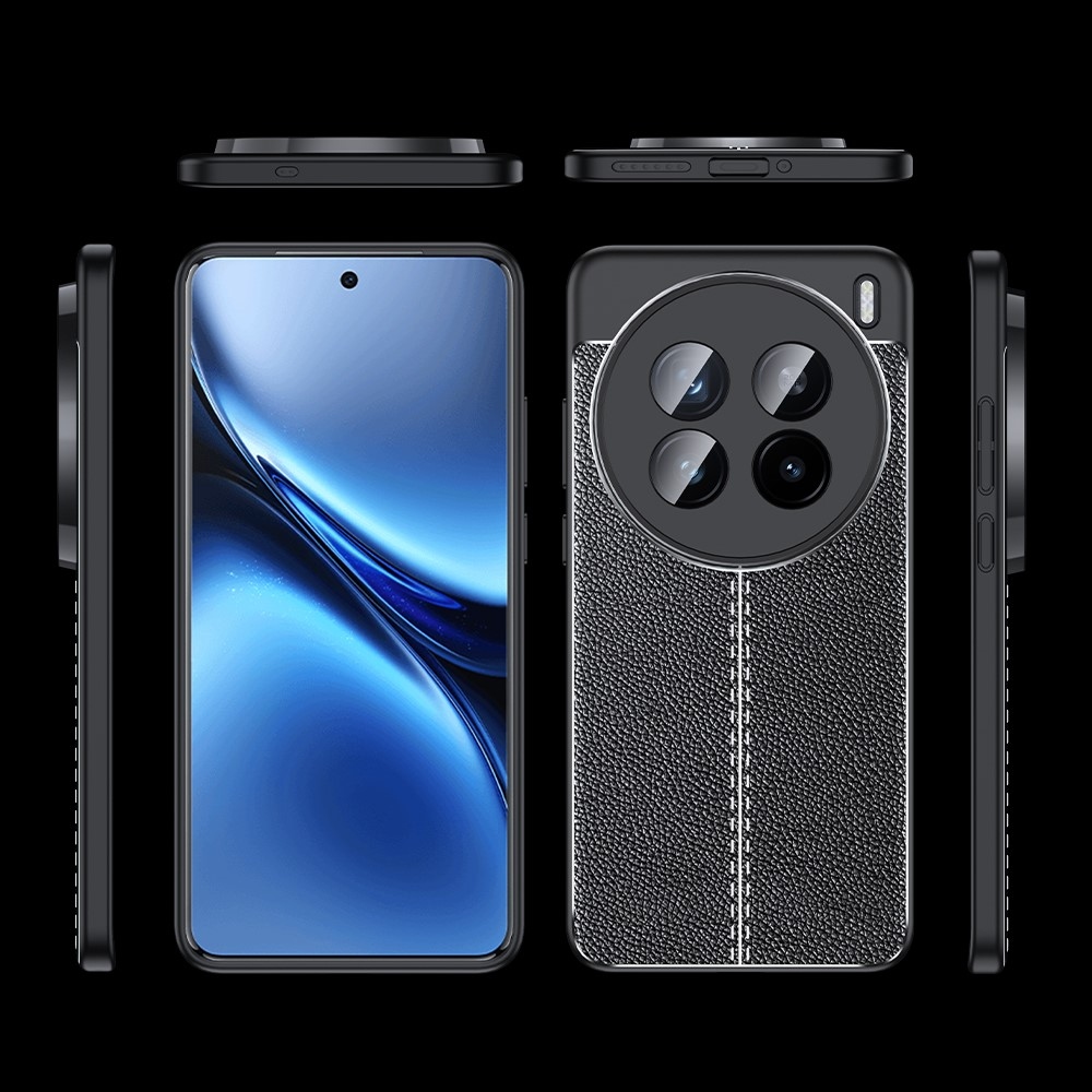Litchi odolný gelový obal na Vivo X200 Pro 5G - černý