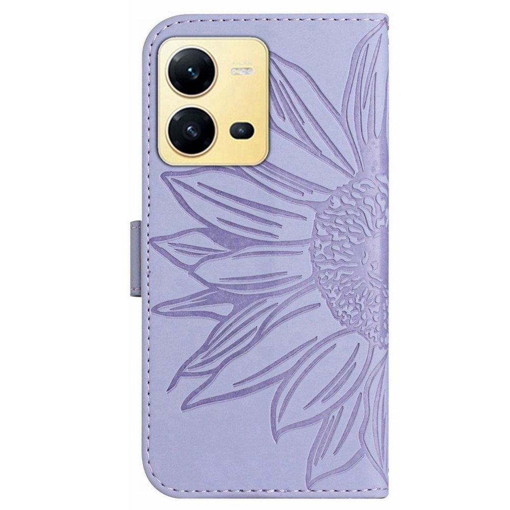 Sunflower knížkové pouzdro na Vivo X80 Lite - světlefialové