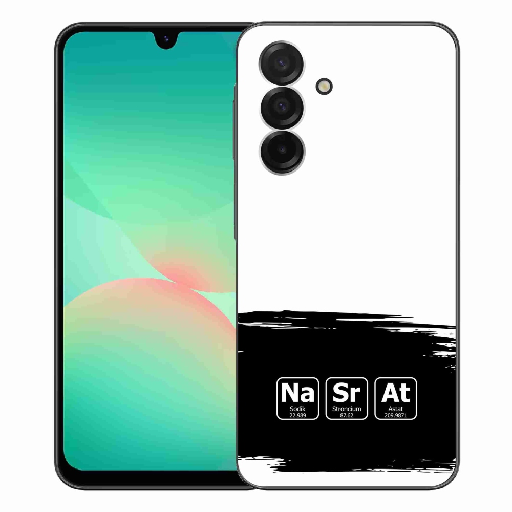 Gelový kryt mmCase na Samsung Galaxy A26 5G - chemické prvky černobílé pozadí
