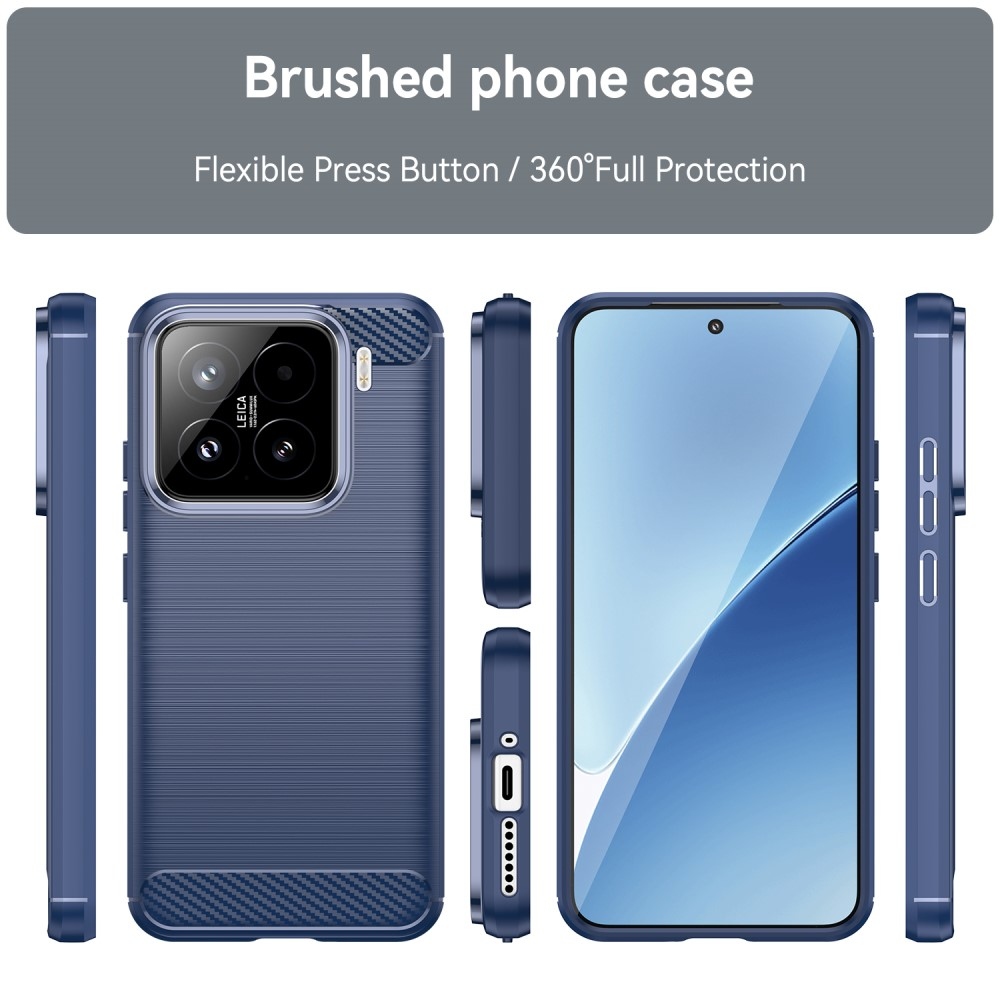 Carbon odolný gelový obal na Xiaomi 15 - modrý