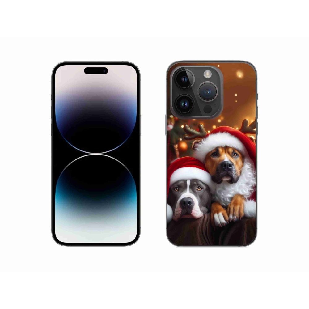 Gelový kryt mmCase na iPhone 14 Pro - vánoční psi