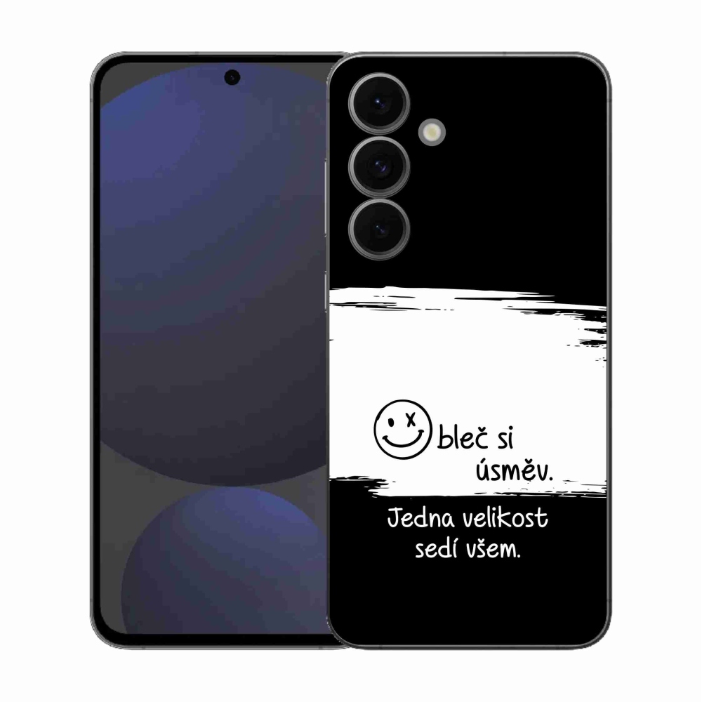 Gelový kryt mmCase na Samsung Galaxy S25 FE - vtipný text 8 bíločerné pozadí