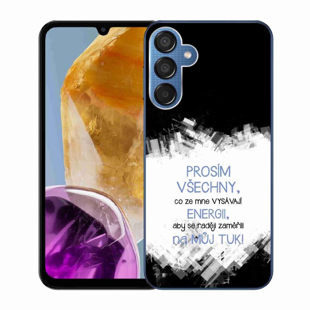 Gelový kryt mmCase na Samsung Galaxy M15 5G - vtipný text 1 modrý